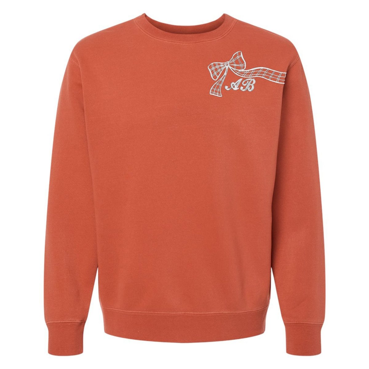 Initialed Plaid 'Bow In The Breeze' Cozy Crew