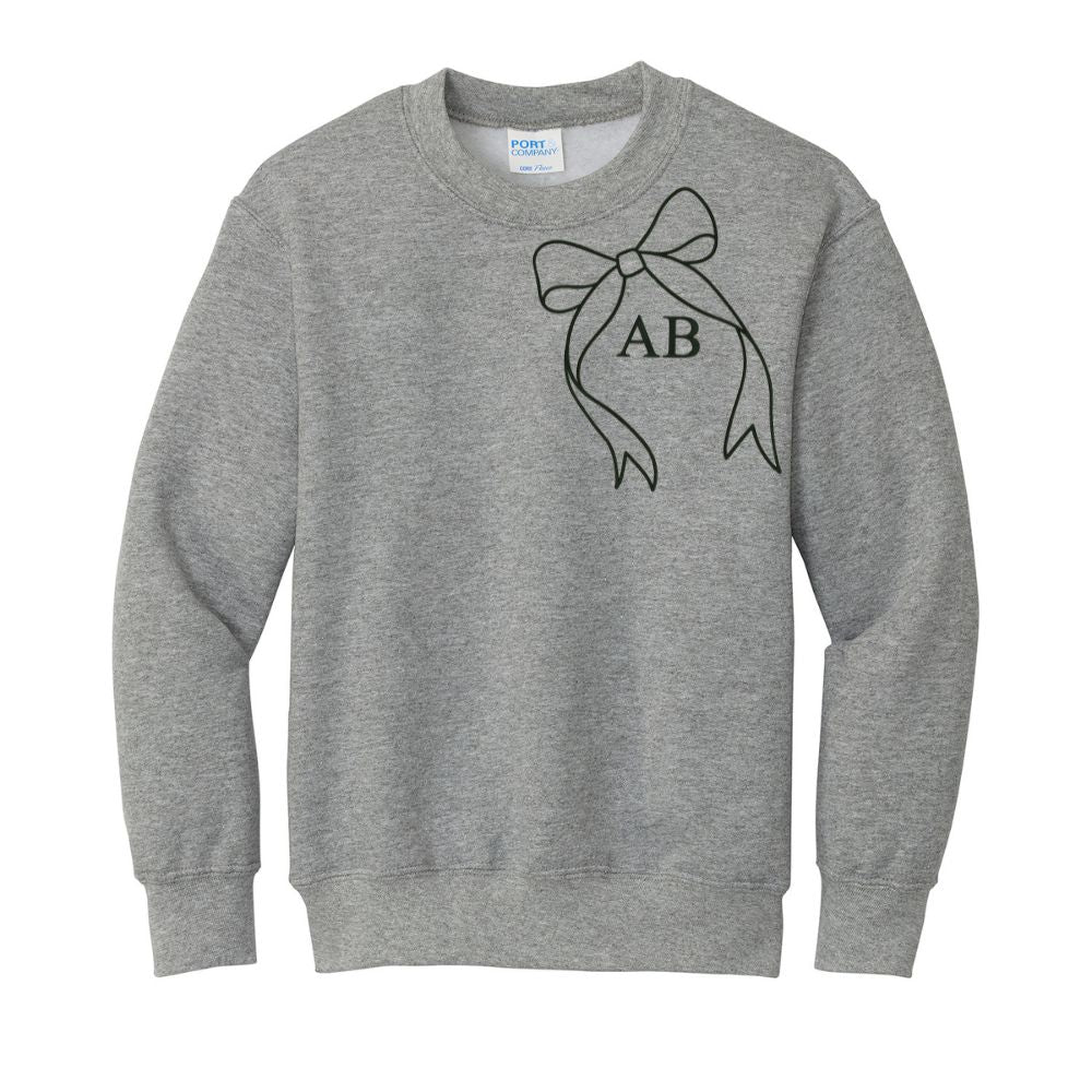 Kids Initialed 'Big Bow' Crewneck Sweatshirt