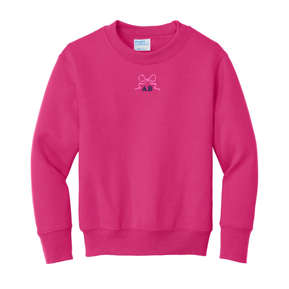 Kids Initialed 'Tiny Bow' Crewneck Sweatshirt