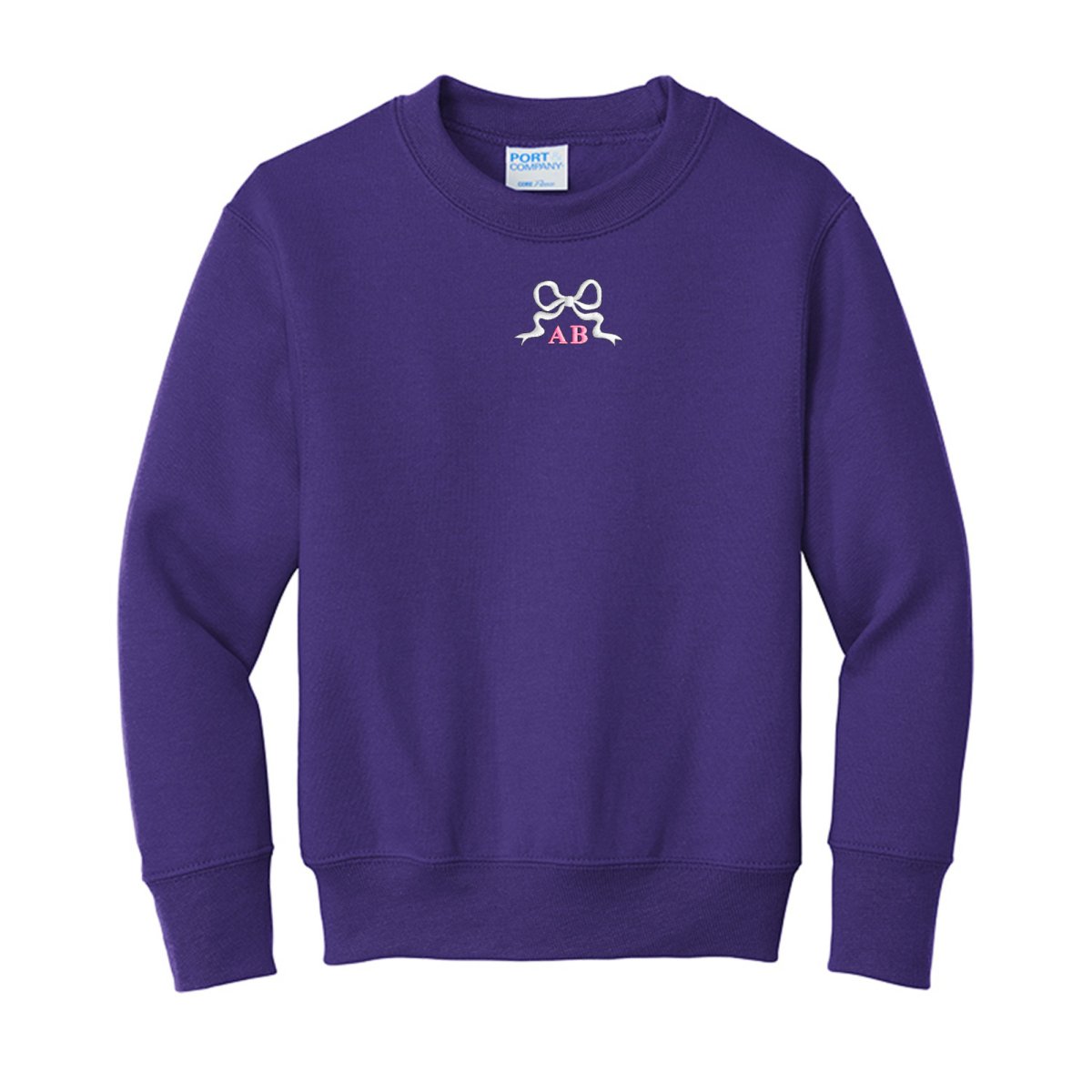 Kids Initialed 'Tiny Bow' Crewneck Sweatshirt