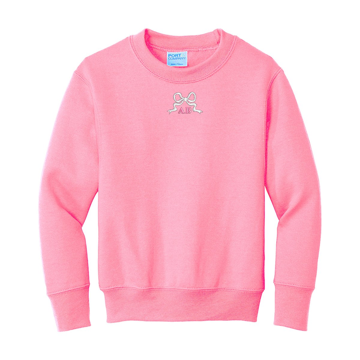 Kids Initialed 'Tiny Bow' Crewneck Sweatshirt