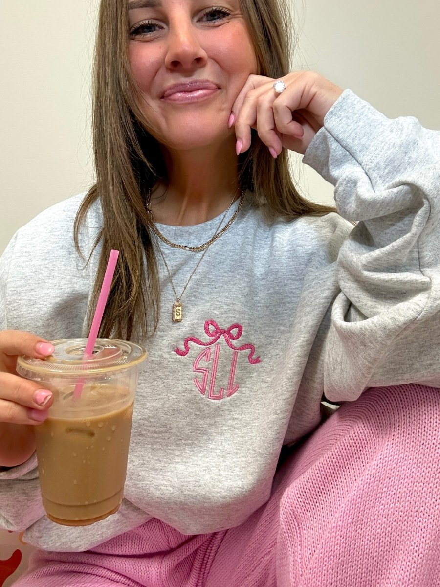 Monogrammed 'Bow' Crewneck Sweatshirt