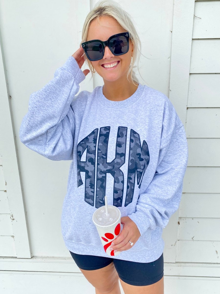 Monogrammed 'Camo' Big Print Crewneck Sweatshirt
