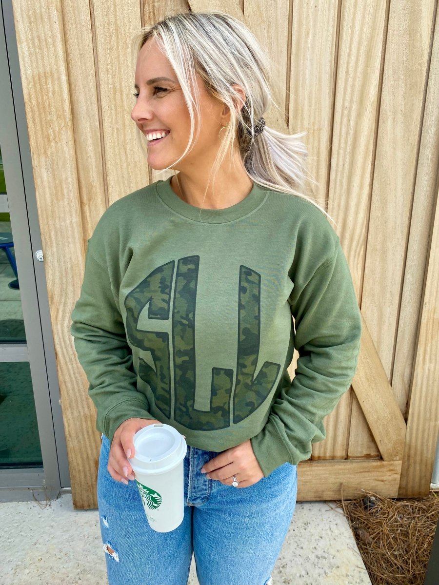 Monogrammed 'Camo' Big Print Crewneck Sweatshirt