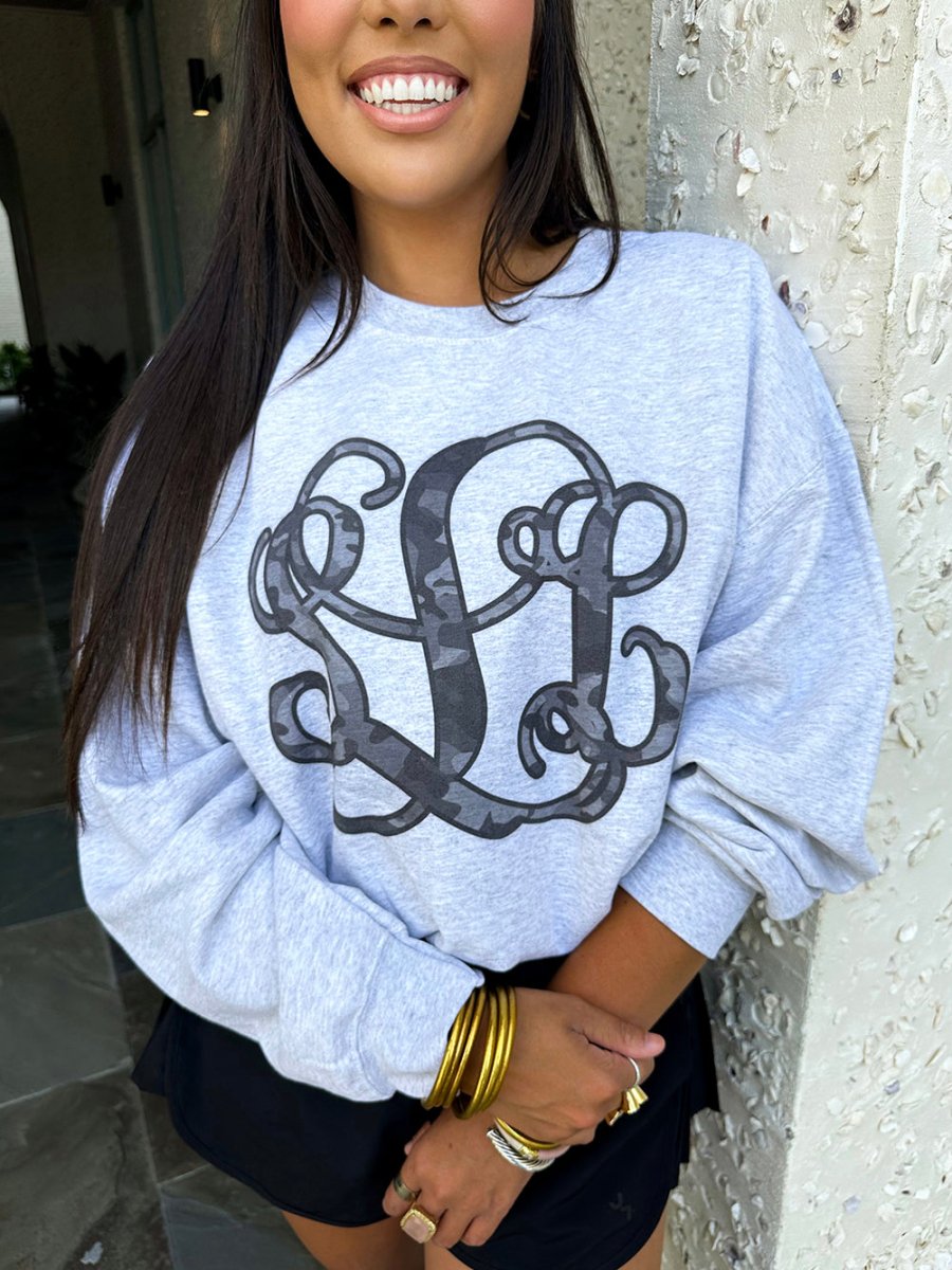 Monogrammed 'Camo' Big Print Crewneck Sweatshirt