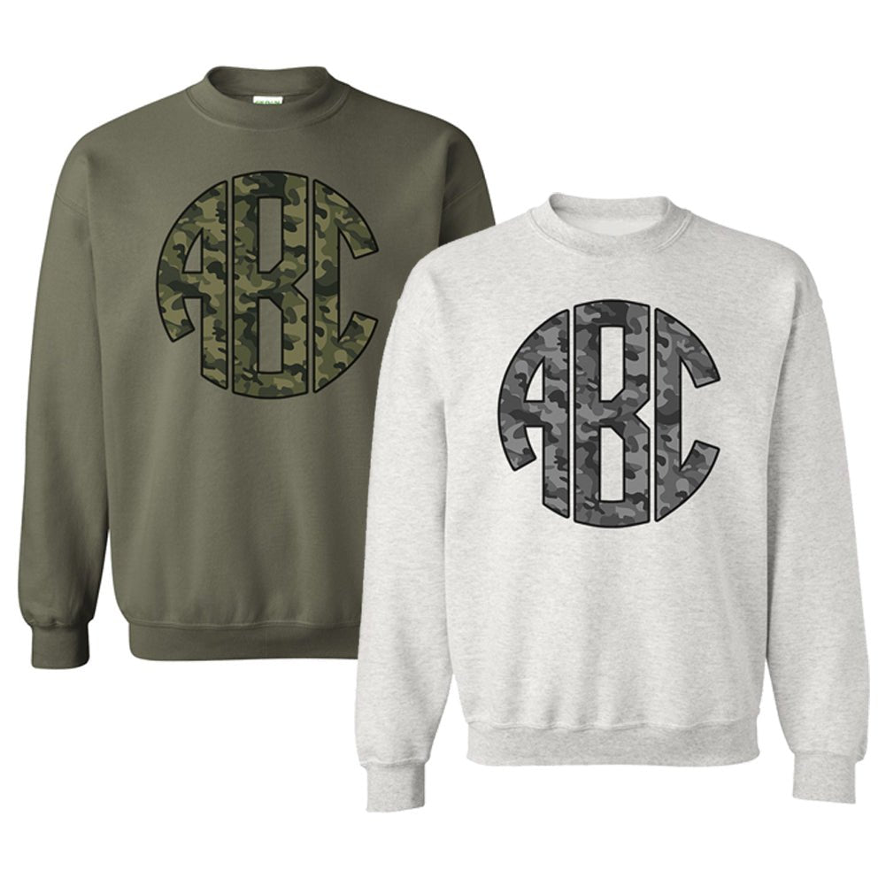 Monogrammed 'Camo' Big Print Crewneck Sweatshirt