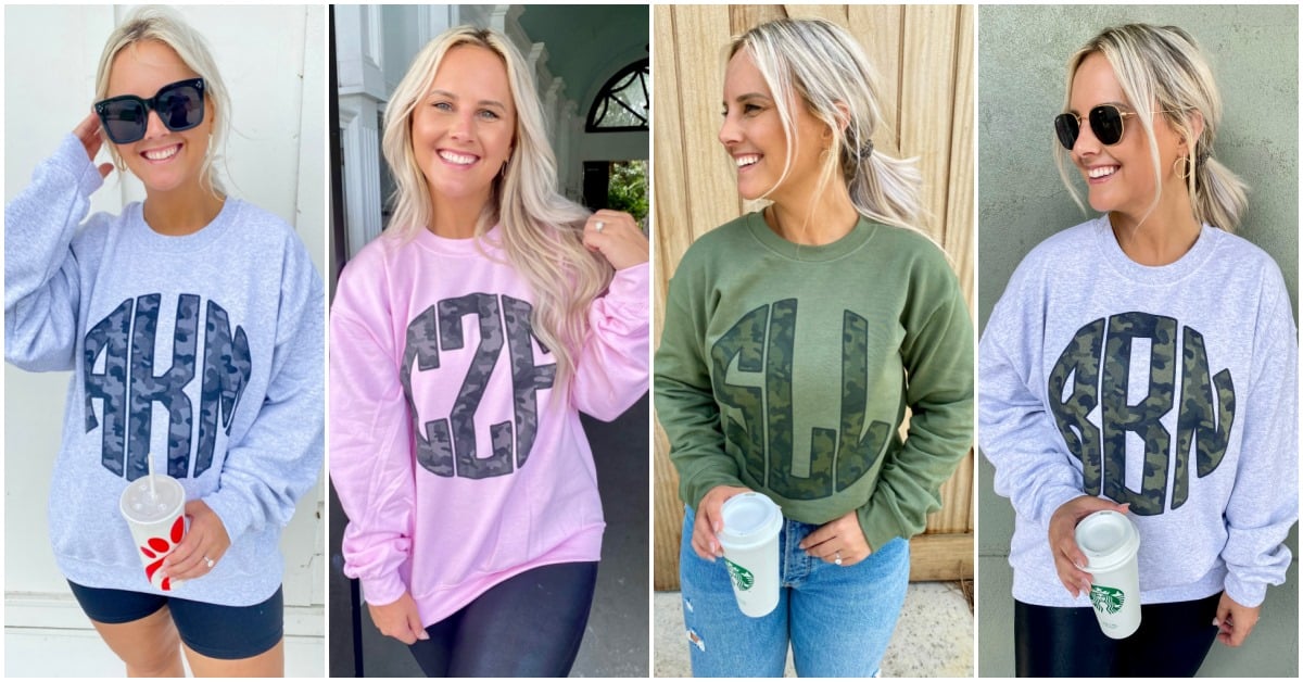Monogrammed 'Camo' Big Print Crewneck Sweatshirt