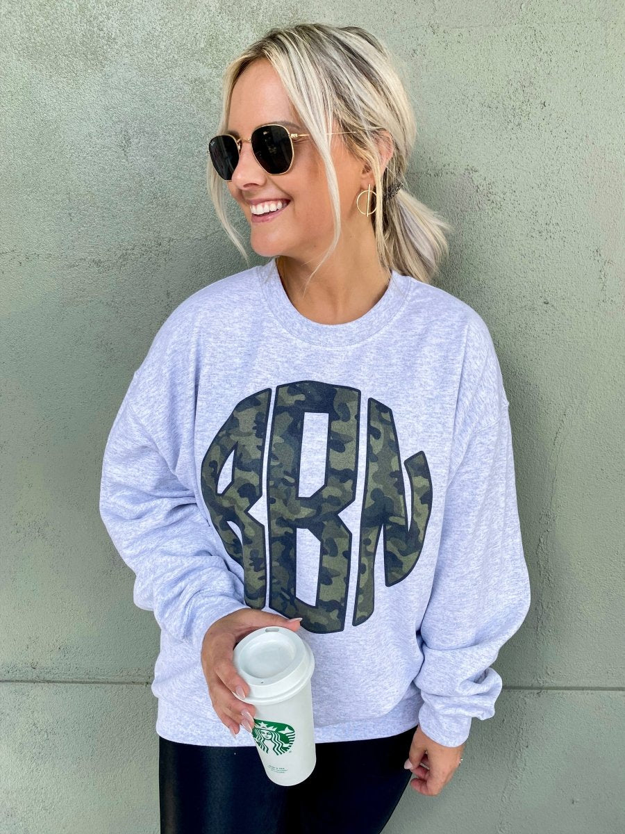 Monogrammed 'Camo' Big Print Crewneck Sweatshirt