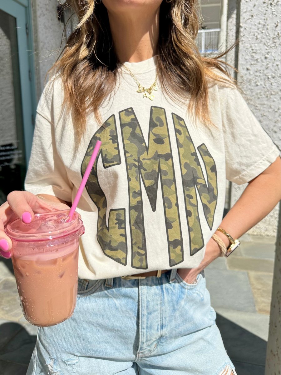 Monogrammed 'Camo' Big Print T-Shirt