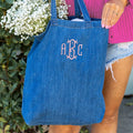 Monogrammed Denim Tote