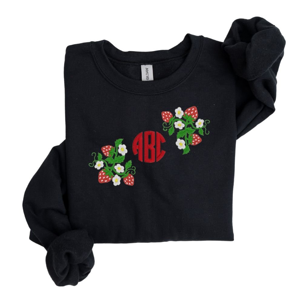 Monogrammed 'Strawberry Fields' Crewneck Sweatshirt