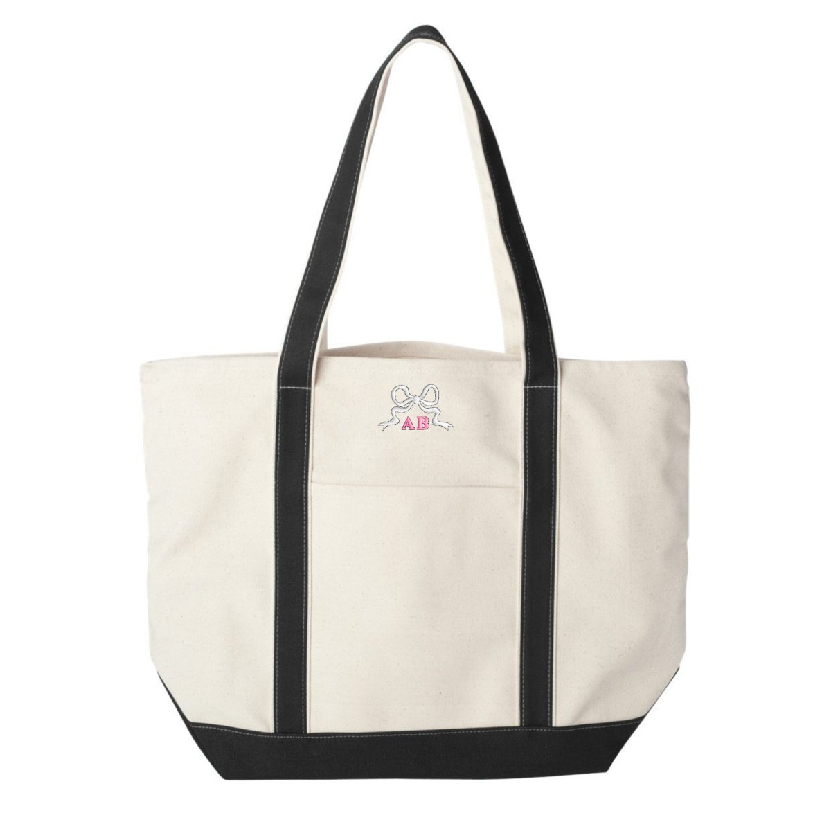 Monogrammed 'Tiny Bow' Canvas Boat Tote