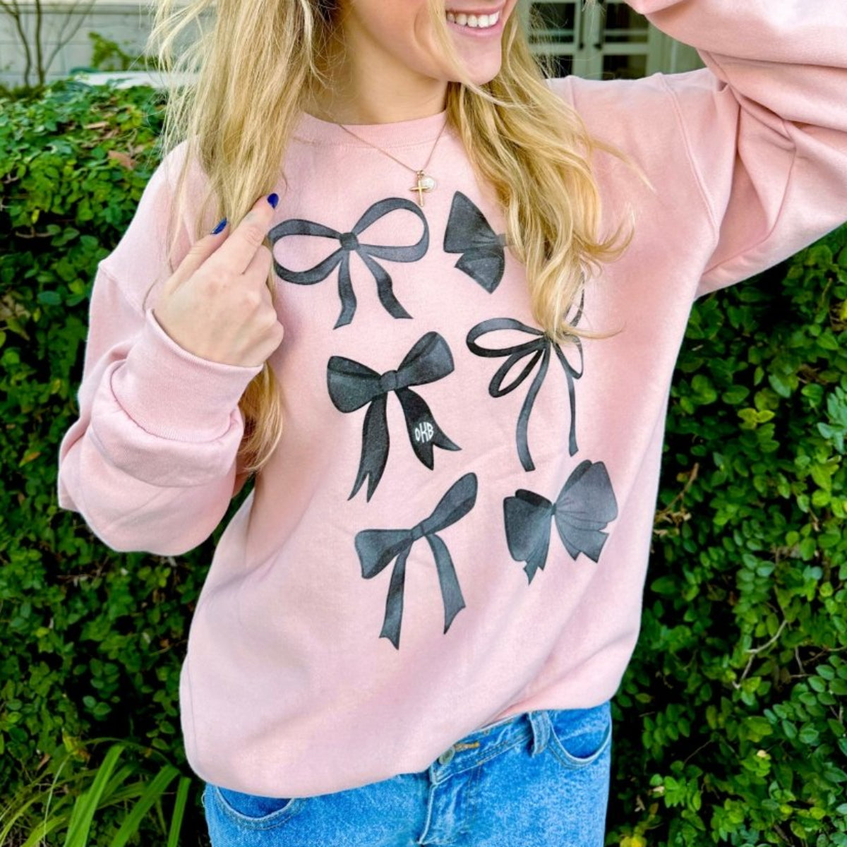Monogrammed 'Watercolor Bows' Crewneck Sweatshirt
