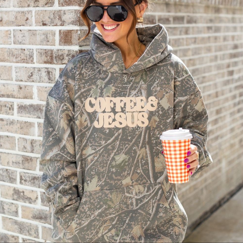 PUFF 'Coffee & Jesus' Camo Hideaway Hoodie
