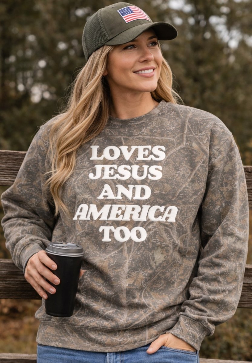 PUFF ‘Free Fallin' Camo Hideaway Crewneck