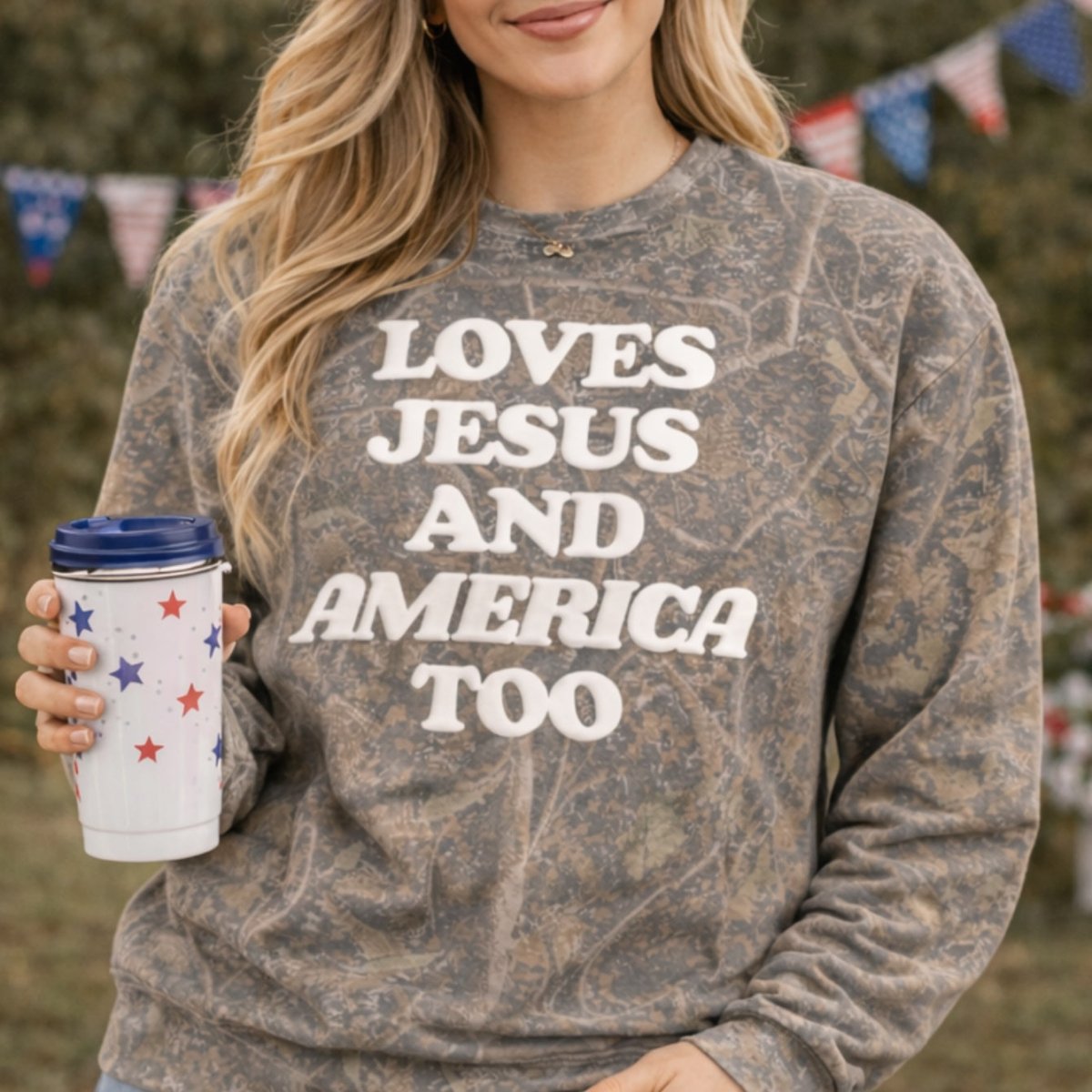PUFF ‘Free Fallin' Camo Hideaway Crewneck