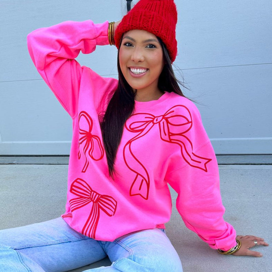 PUFF 'Red Bows' Crewneck Sweatshirt