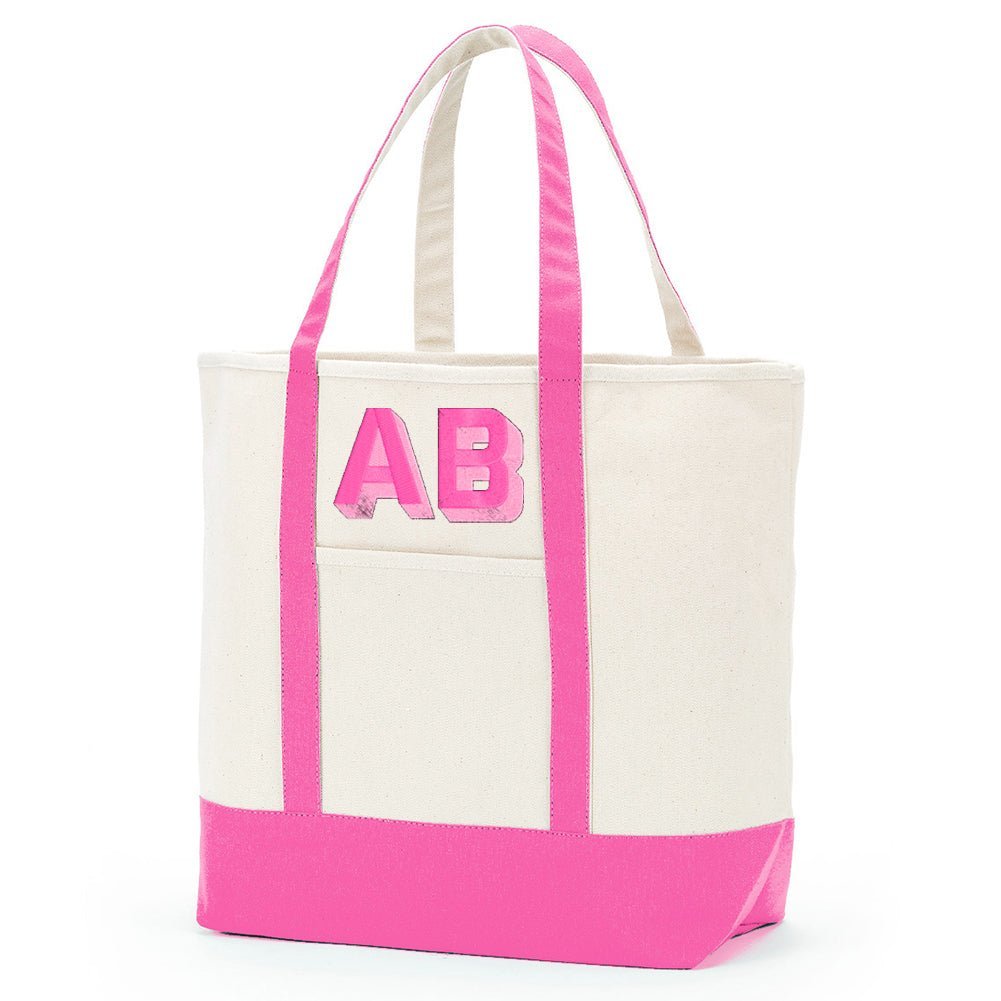 Personalized Shadow Block Initials Canvas Tote Bag