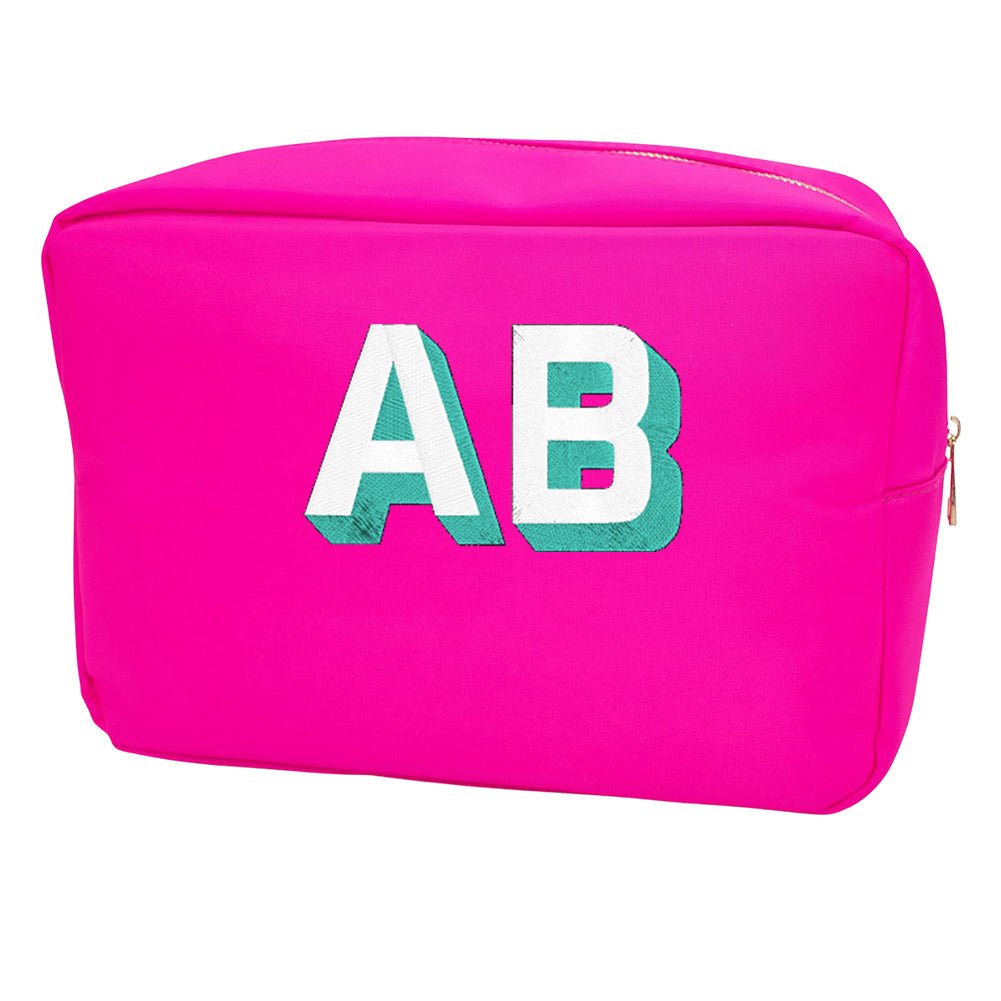 Personalized Shadow Block Initials Large Pouch