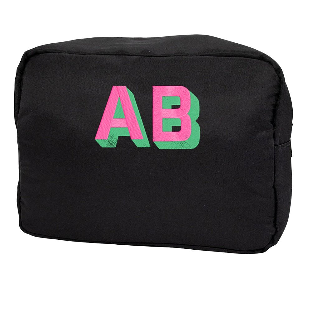 Personalized Shadow Block Initials Large Pouch