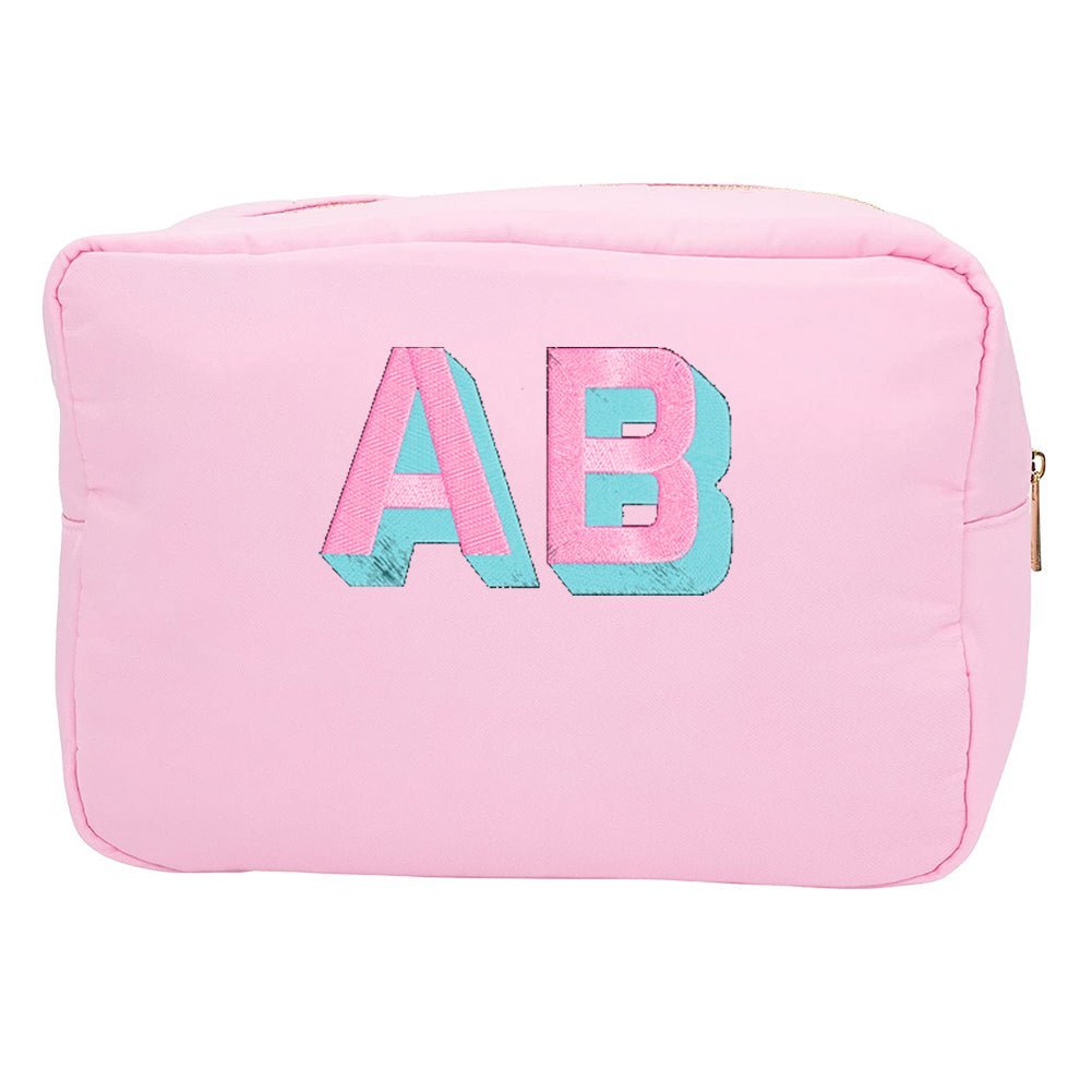Personalized Shadow Block Initials Large Pouch