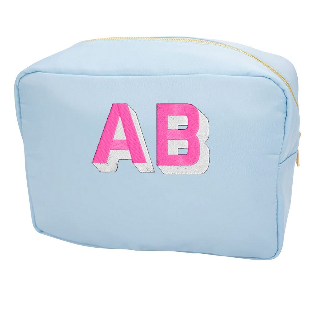 Personalized Shadow Block Initials Large Pouch